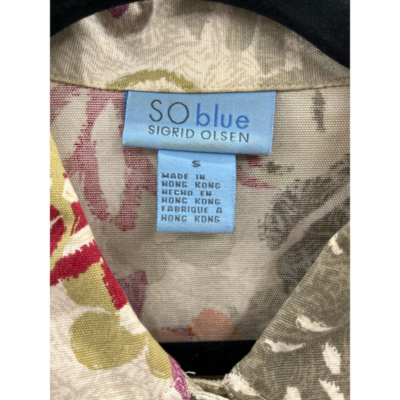 SO Blue By Sigrid Olsen Womens Jacket Coat Multicolor Floral Flap Pockets S - Picture 7 of 7